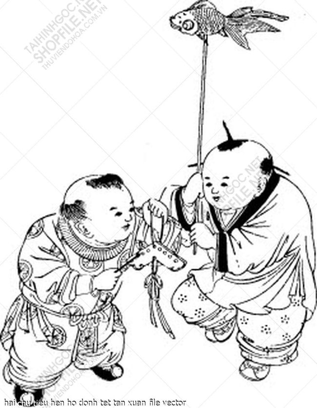 hai chu tieu hen ho donh tet tan xuan file vector